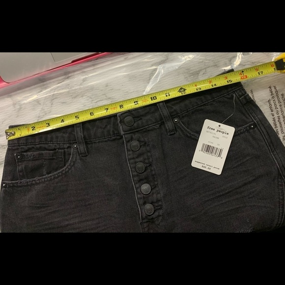 Free People Black Distressed Jean Skirt - Picture 9 of 10